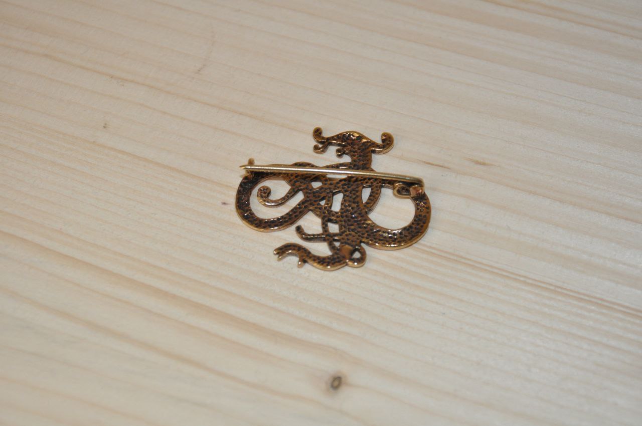 Wikinger-Brosche mit Drachenmotiv aus Bronze