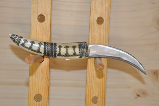 Mittelalter-Taschenmesser aus Karbonstahl mit Knochengriff