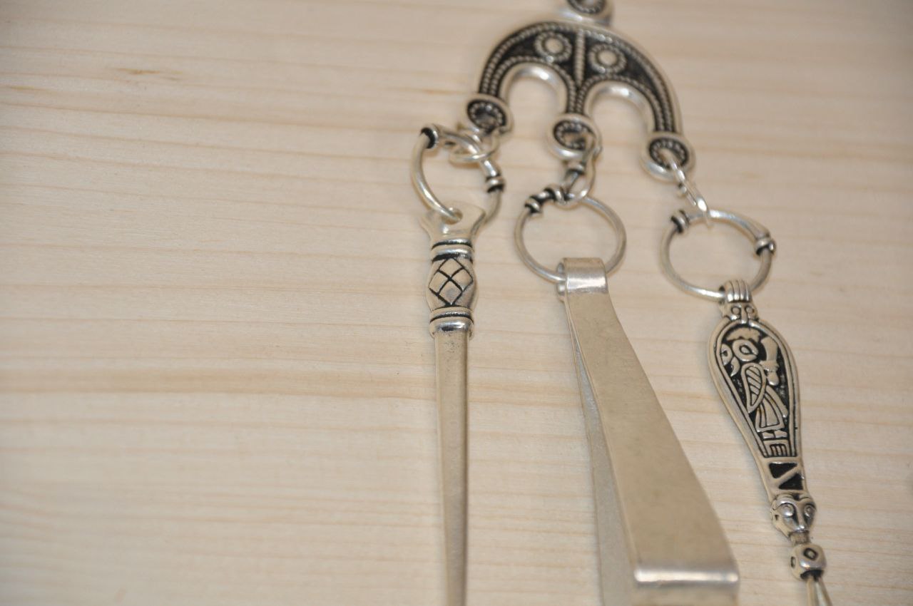 Wikinger-Hygiene-Set aus Bronze, versilbert